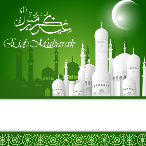 Eid mubarak with Islamic building background vectors 03 Eid mubarak with Islamic building background vectors 03