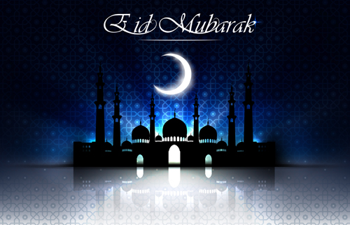 Eid mubarak with Islamic building background vectors 04 Eid mubarak with Islamic building background vectors 04