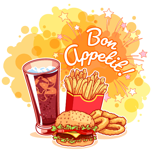Fast food with grunge background vector 04 Fast food with grunge background vector 04