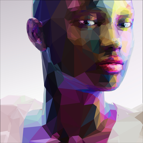 Geometric polygon portrait vector material 05