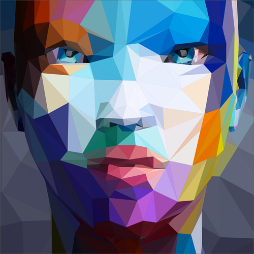 Geometric polygon portrait vector material 07
