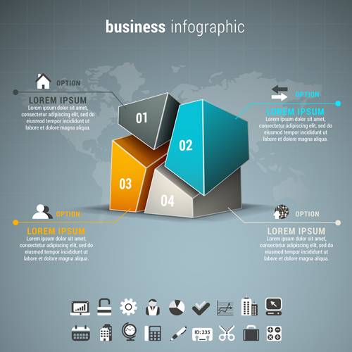 Gray business infographics template vector 03 Gray business infographics template vector 03