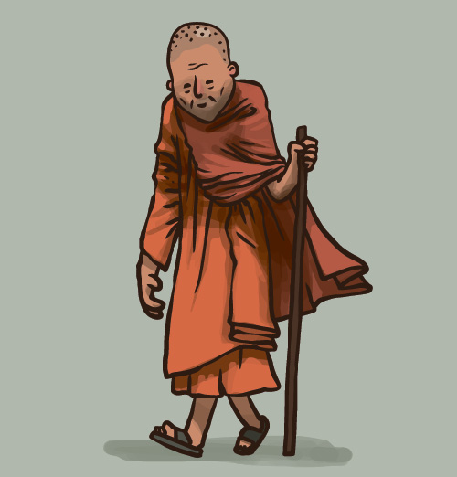 monk hand drawn Buddhist 