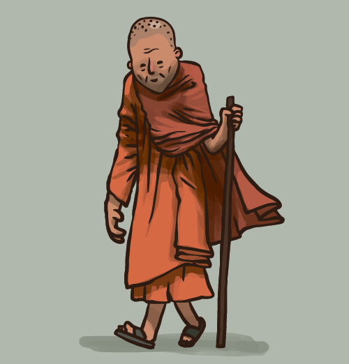 Hand drawn buddhist monk vector material 04 Hand drawn buddhist monk vector material 04