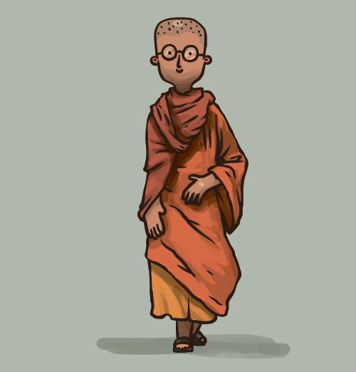 Hand drawn buddhist monk vector material 05 Hand drawn buddhist monk vector material 05