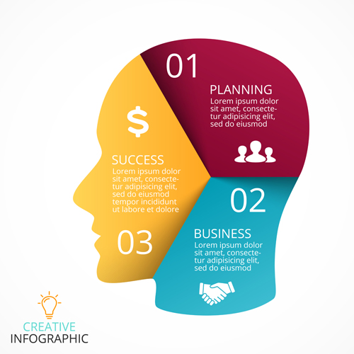 Human head with infographics vector material 01