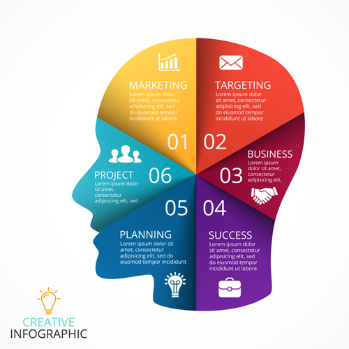 Human head with infographics vector material 04 Human head with infographics vector material 04