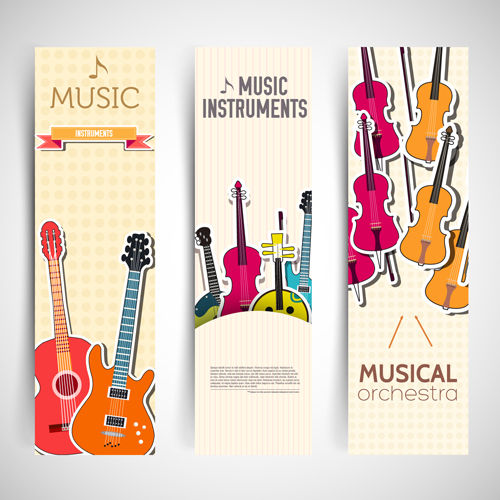 Music Instruments vector banner graphics 02