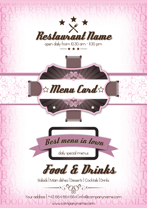 Retro styles restaurant menu cover vectors 03 Retro styles restaurant menu cover vectors 03