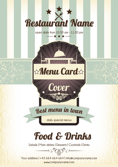 Retro styles restaurant menu cover vectors 05 Retro styles restaurant menu cover vectors 05