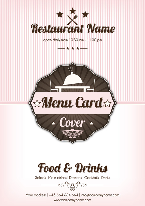 Retro styles restaurant menu cover vectors 06