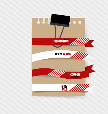 Sale ribbon banner paper vector 01