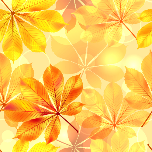 Sunlight with autumn leaves seamless pattern vector