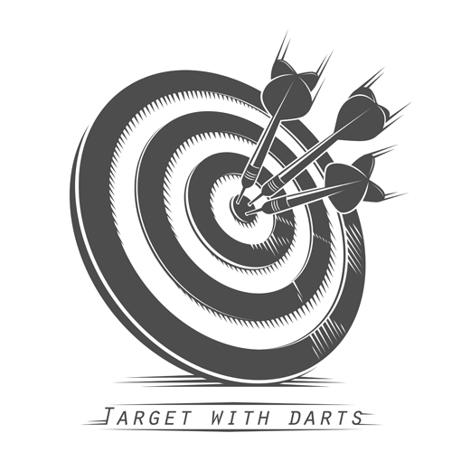Target with darts vector illustration vector 01 Target with darts vector illustration vector 01