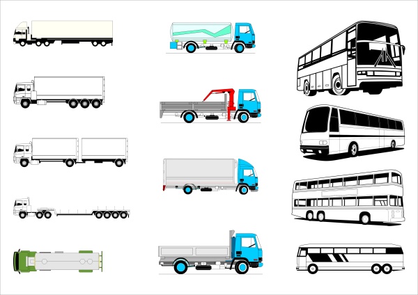 Truck with bus vector illustration Truck with bus vector illustration