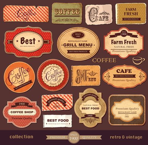 Vintage paper coffee labels vector Vintage paper coffee labels vector