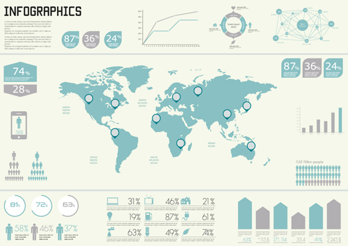 World map with infographics creative vector 01 World map with infographics creative vector 01