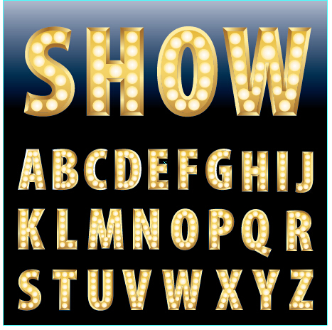 Yellow neon light alphabet vector Yellow neon light alphabet vector