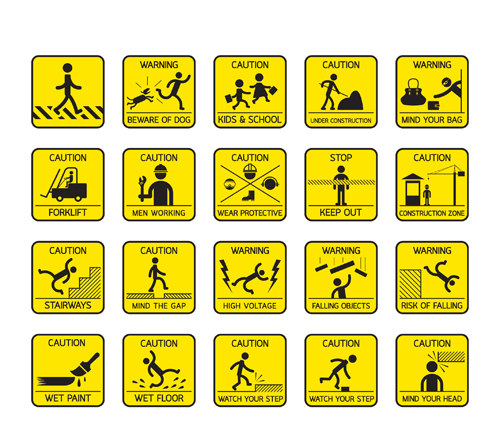 Yellow with black warning sign vector 02 Yellow with black warning sign vector 02