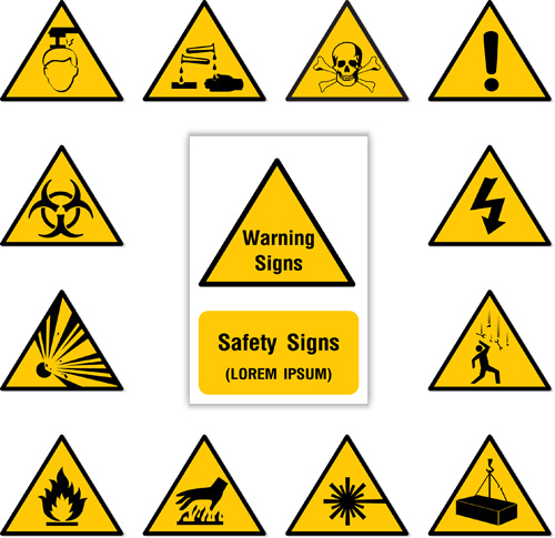Yellow with black warning sign vector 03 Yellow with black warning sign vector 03