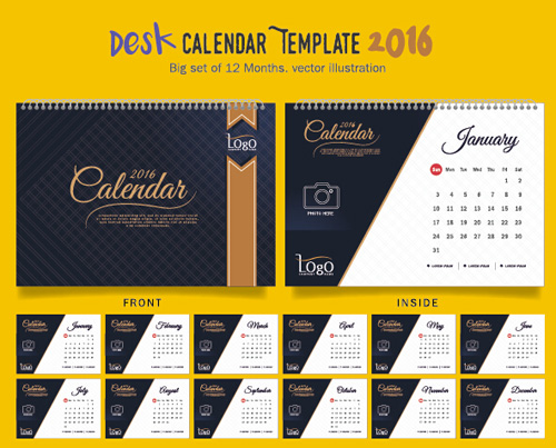 2016 New year desk calendar vector material 23