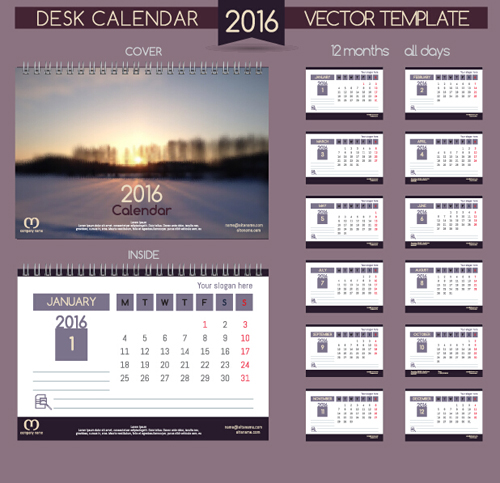 year new desk calendar 2016 