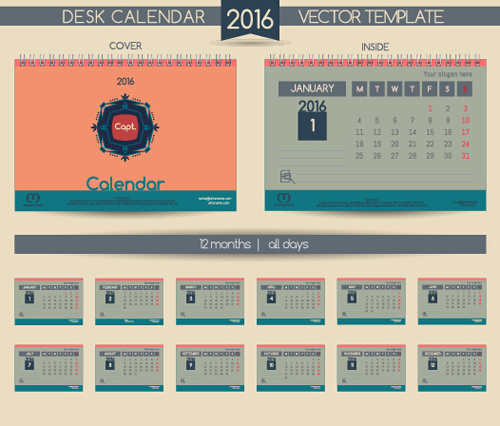 2016 New year desk calendar vector material 35 2016 New year desk calendar vector material 35
