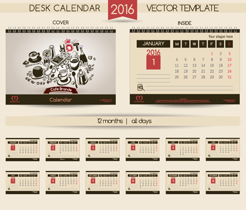 2016 New year desk calendar vector material 42 2016 New year desk calendar vector material 42