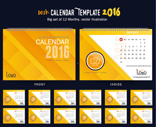 2016 New year desk calendar vector material 43 2016 New year desk calendar vector material 43