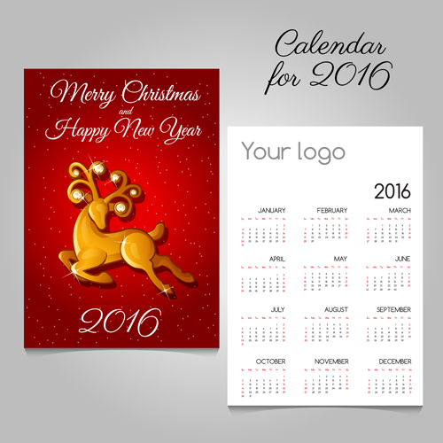 2016 calendars with christmas cards vector set 07 2016 calendars with christmas cards vector set 07