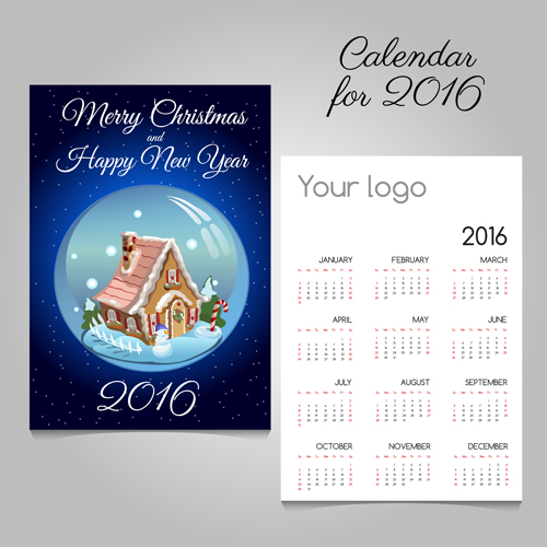 2016 calendars with christmas cards vector set 10 2016 calendars with christmas cards vector set 10