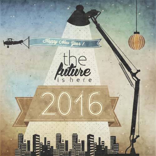 2016 new year city night vintage vector 2016 new year city night vintage vector