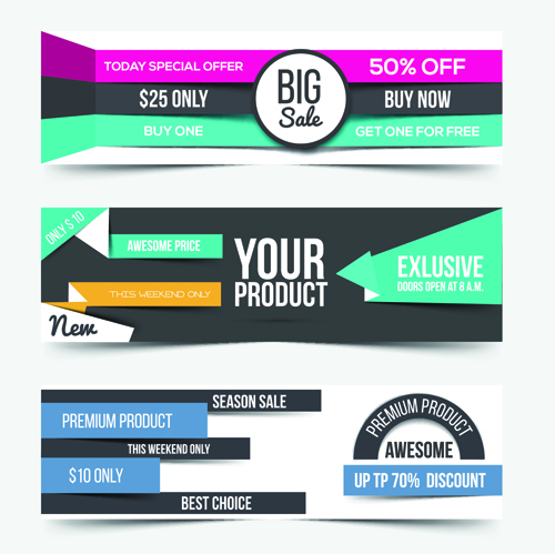 Big sale business web banners vectors 04