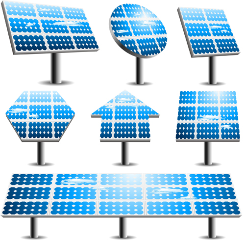 Blue solar panels vector material 03 Blue solar panels vector material 03