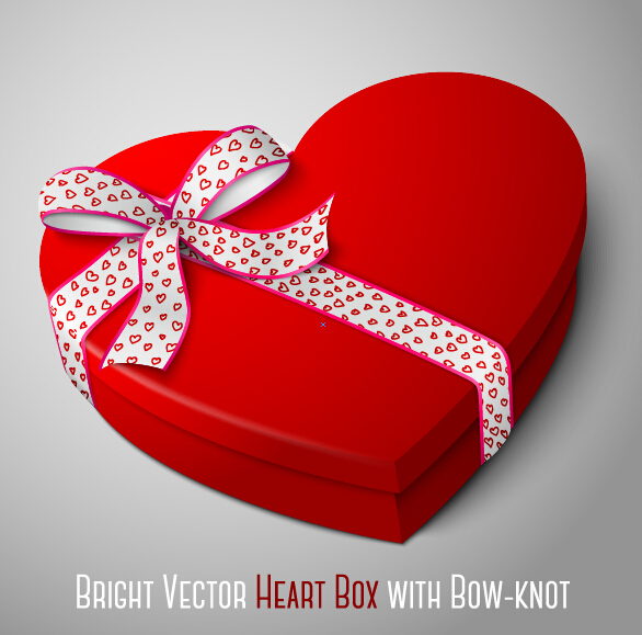 Bright heart box with bow knot vector Bright heart box with bow knot vector