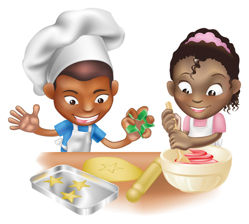 Children cooking design vector 04