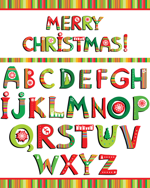 Christmas alphabet letters design vector set 02