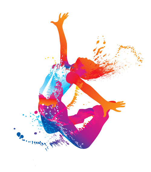 Colorful pint with dancers vector material 01 Colorful pint with dancers vector material 01
