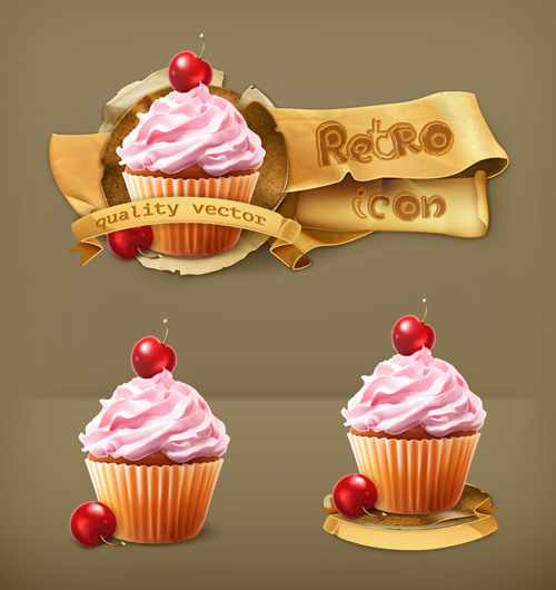 Dessert food retro labels vector material 02 Dessert food retro labels vector material 02