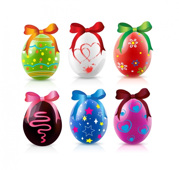 Easte colored eggs with bow vector Easte colored eggs with bow vector