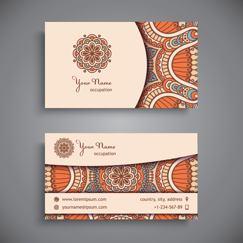 ethnic elements decorative business cards business 