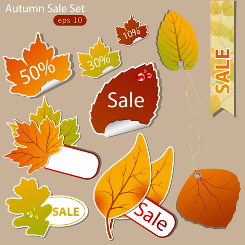 Exquisite autumn discounts sticker vector material 02 Exquisite autumn discounts sticker vector material 02