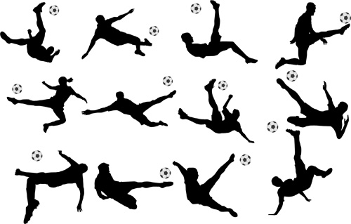 Football with people silhouetters vectors set 03