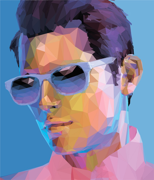 Geometric polygon portrait vector material 04