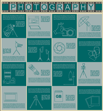 Green style photography infographics vectors Green style photography infographics vectors
