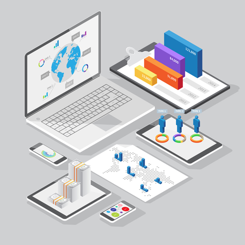 Isometric branding infographics template vector 22