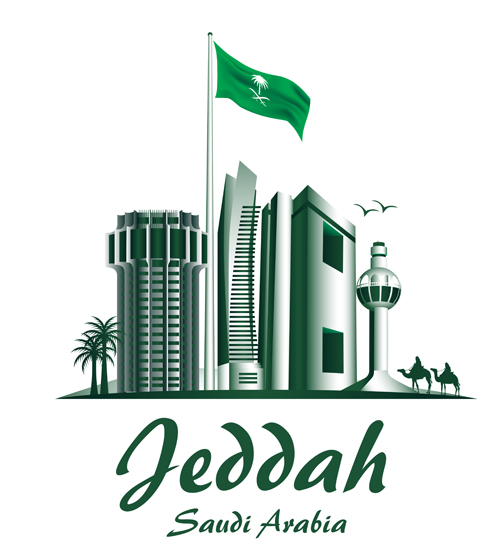 Jeddah famous buildings vector 01