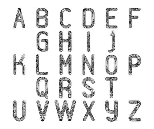 Ornaments pattern alphabets vector Ornaments pattern alphabets vector