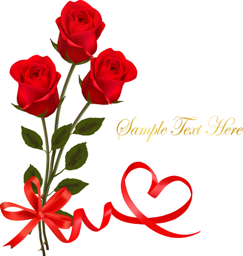 Red rose with ribbon Valentine day card vector