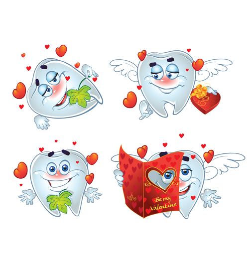 Romantic teeth with Valentines Day vector Romantic teeth with Valentines Day vector